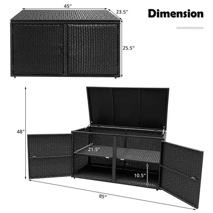 88 Gallon Garden Patio Rattan Storage Container Box Bin Outdoor Organizer