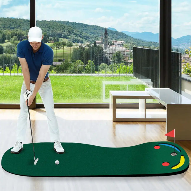 9.8FT x 3FT Golf Putting Green Mat – 3 Par 3 Holes, Indoor Practice