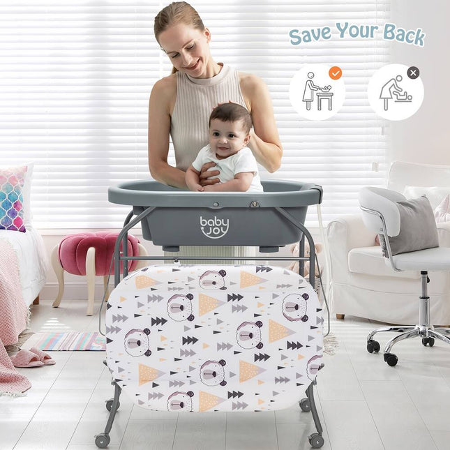Babyjoy Folding 2-in-1 Changing Table with Bathtub Portable Diaper Station