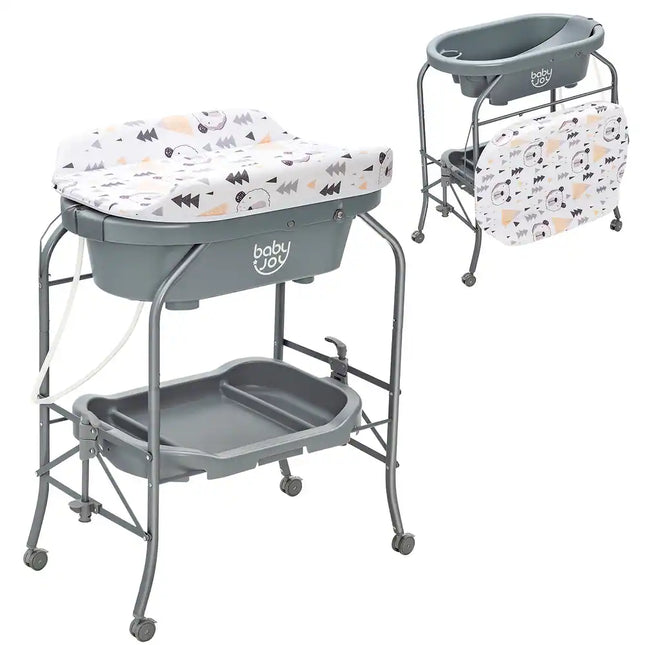 Babyjoy Folding 2-in-1 Changing Table with Bathtub Portable Diaper Station