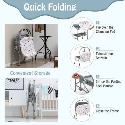 Babyjoy Folding 2-in-1 Changing Table with Bathtub Portable Diaper Station