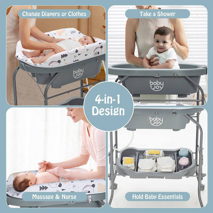 Babyjoy Folding 2-in-1 Changing Table with Bathtub Portable Diaper Station