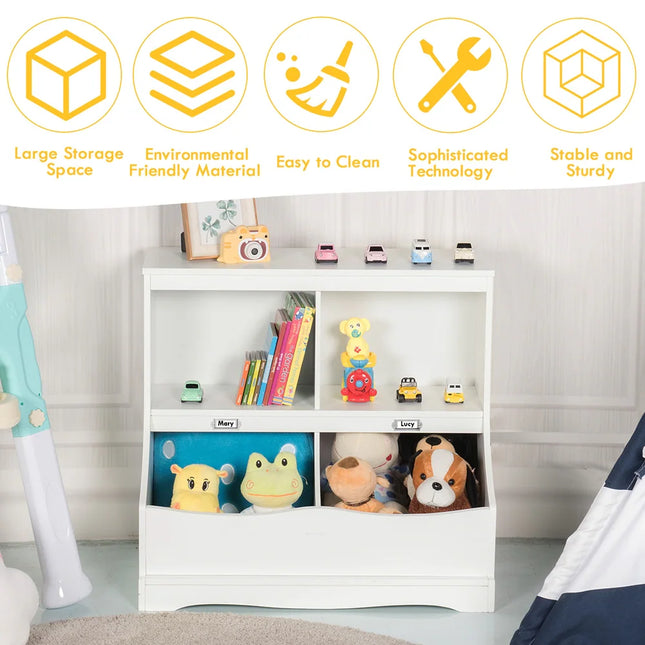 Children’s Multi-Functional Bookcase with Toy Storage Bins for Kids Room