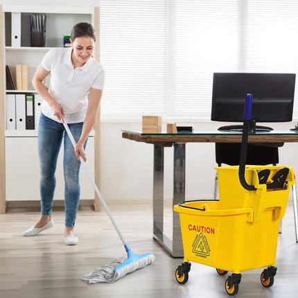 Commercial Mop Bucket Side Press Wringer on Wheels – 26 Qt Cleaning System