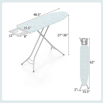 Compact Portable Ironing Board with Iron Rest Removable Blue Design