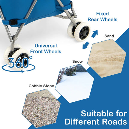 Folding Shopping Cart Utility with Removable Water Resistant Liner Wagon