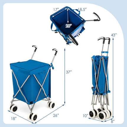 Folding Shopping Cart Utility with Removable Water Resistant Liner Wagon