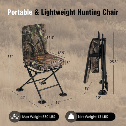 360 Degree Folding Swivel Hunting Chair for Blind and Field Use