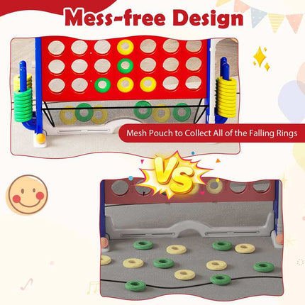 Giant 4-in-a-Row Game Set with Ring Toss & Basketball Hoop