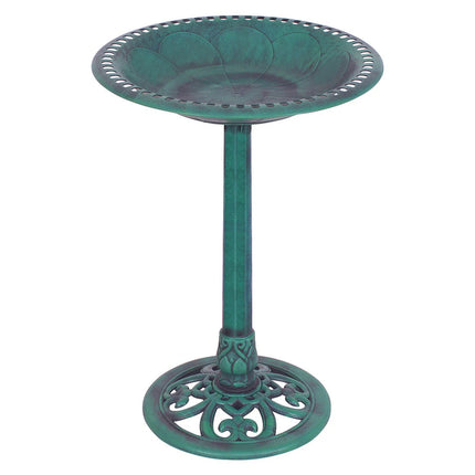 Green Pedestal Bird Bath Feeder Freestanding Outdoor Garden Decor