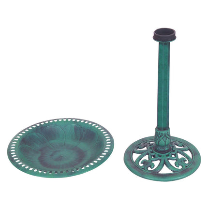 Green Pedestal Bird Bath Feeder Freestanding Outdoor Garden Decor