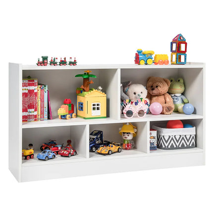 Kids 2-Shelf Bookcase 5-Cube Wood Toy Storage Cabinet Organizer