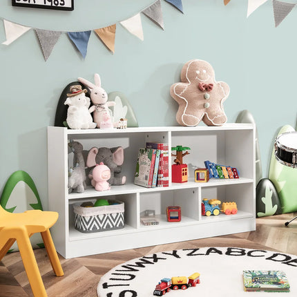Kids 2-Shelf Bookcase 5-Cube Wood Toy Storage Cabinet Organizer