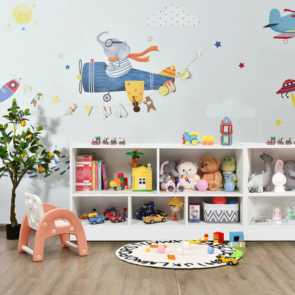 Kids 2-Shelf Bookcase 5-Cube Wood Toy Storage Cabinet Organizer