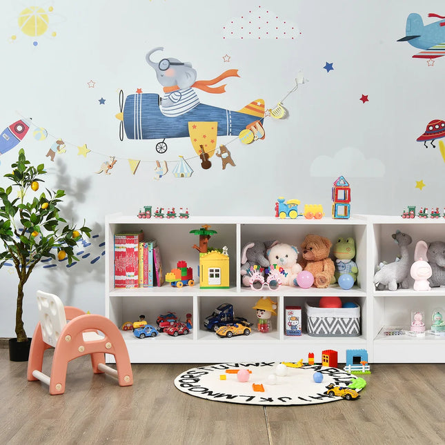 Kids 2-Shelf Bookcase 5-Cube Wood Toy Storage Cabinet Organizer