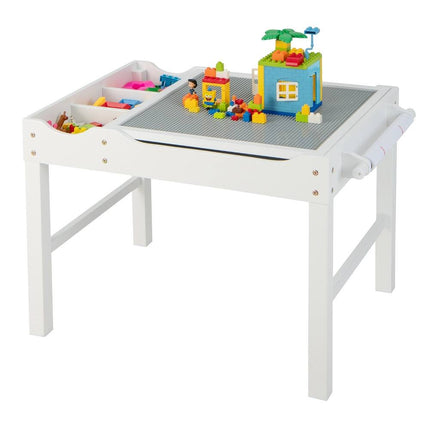 Kids Multi Activity Play Table Wooden Building Block Desk Learning Toy