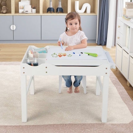 Kids Multi Activity Play Table Wooden Building Block Desk Learning Toy