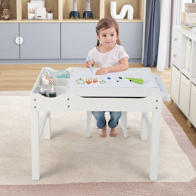 Kids Multi Activity Play Table Wooden Building Block Desk Learning Toy