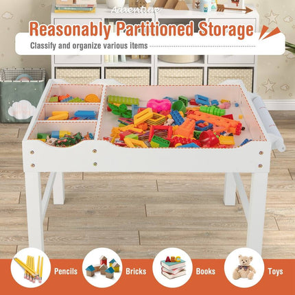 Kids Multi Activity Play Table Wooden Building Block Desk Learning Toy