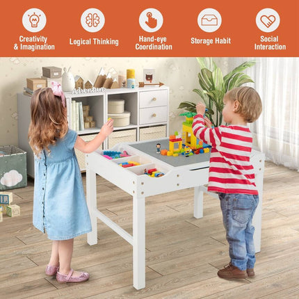 Kids Multi Activity Play Table Wooden Building Block Desk Learning Toy