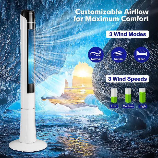 Portable 48 Inch Tower Fan 80 Degree Oscillating Bladeless Cooling Fan