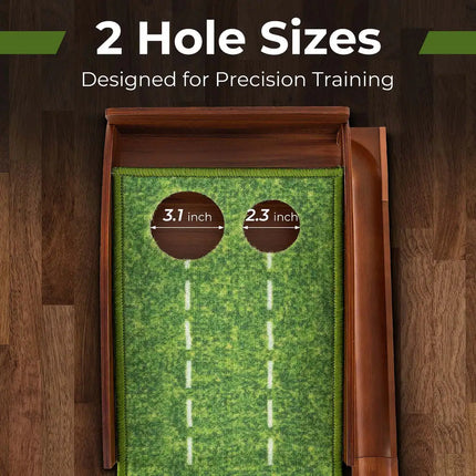 Golf Putting Green Practice Mat with Auto Ball Return 2-Hole Training Aid