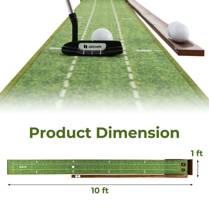 Golf Putting Green Practice Mat with Auto Ball Return 2-Hole Training Aid