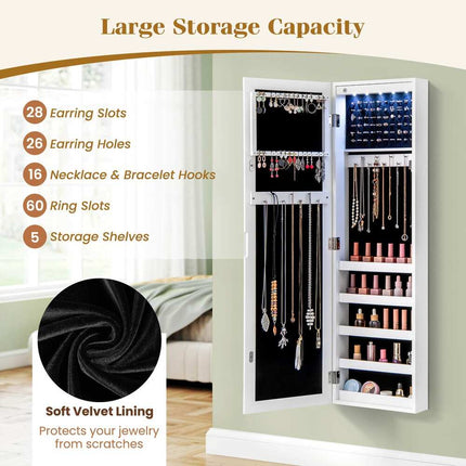 Wall-Mounted Mirrored Jewelry Cabinet – Organizer Storage Solution