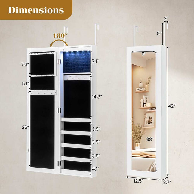 Wall-Mounted Mirrored Jewelry Cabinet – Organizer Storage Solution