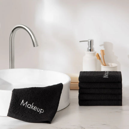 Cotton Embroidered Makeup Remover Towels – Set of 6 Soft Cleansing Cloths
