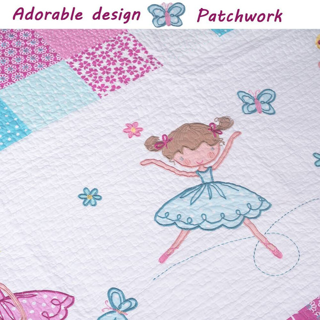 Line Ballerina Patchwork Reversible Cotton Quilt Bedding Set
