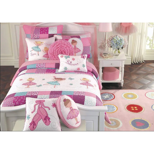 Line Ballerina Patchwork Reversible Cotton Quilt Bedding Set