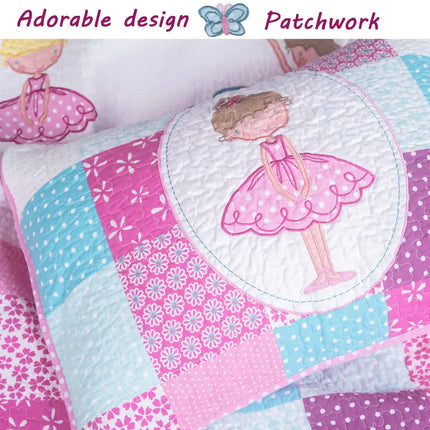 Line Ballerina Patchwork Reversible Cotton Quilt Bedding Set