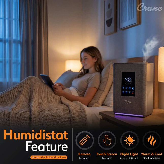 Top Fill Warm & Cool Mist Humidifier, 1.2-Gallon with Digital Humidistat