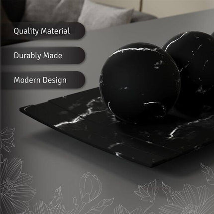 Modern Matte Black Tray and Orb Set Decorative Home Accent for Tables