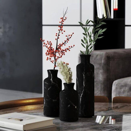 Matte Black Vase Set Modern Decorative Vases for Home Table and Shelf Decor