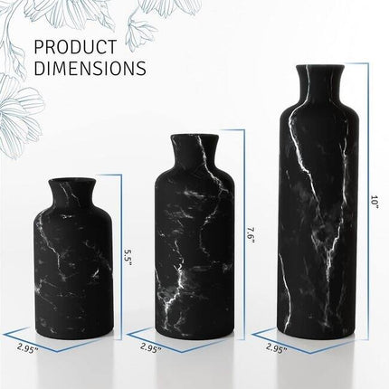 Matte Black Vase Set Modern Decorative Vases for Home Table and Shelf Decor