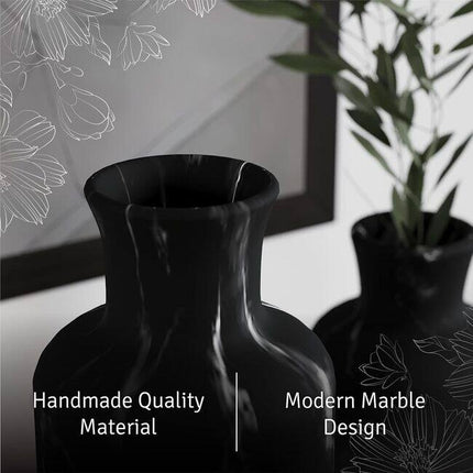 Matte Black Vase Set Modern Decorative Vases for Home Table and Shelf Decor