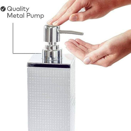 4 Piece Estella White Bathroom Accessories Set Soap Dispenser Holder Tray