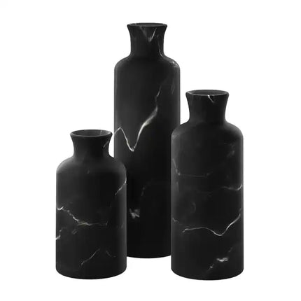 Matte Black Vase Set Modern Decorative Vases for Home Table and Shelf Decor