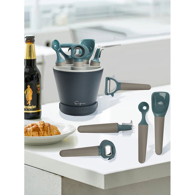 5-Piece Kitchen Gadget Crock Set Herb Cutter Peeler Scoop Zester Opener
