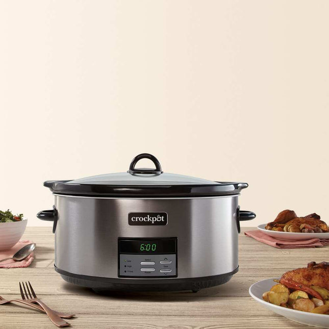 8-Quart Programmable Slow Cooker Black Stainless Steel Digital Crock Pot