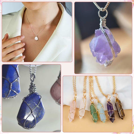 Stainless Steel Adjustable Crystal Cage Necklace, Stone Holder Pendant Jewelry