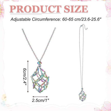 Stainless Steel Adjustable Crystal Cage Necklace, Stone Holder Pendant Jewelry