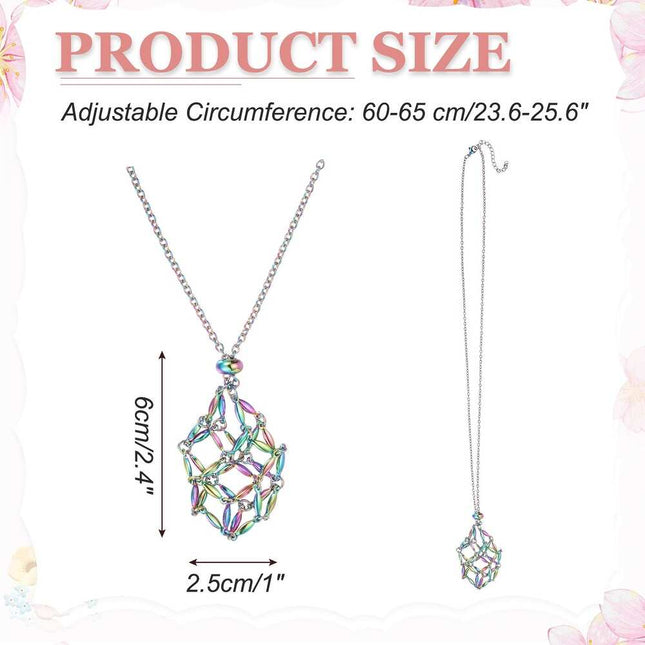 Stainless Steel Adjustable Crystal Cage Necklace, Stone Holder Pendant Jewelry