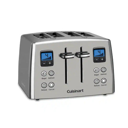 4-Slice Compact Toaster Extra Wide Slots Bagel Defrost Reheat Stainless Steel