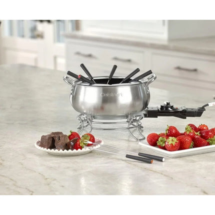 3 Quart Stainless Steel Fondue Pot CFO-3SSP1 Chocolate Cheese Melting Pot