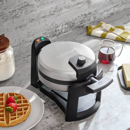 Flip Style Round Belgian Waffle Maker Electric Nonstick Kitchen Appliance