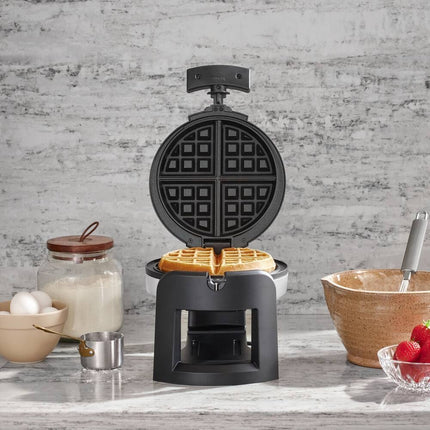 Flip Style Round Belgian Waffle Maker Electric Nonstick Kitchen Appliance