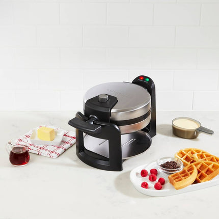 Flip Style Round Belgian Waffle Maker Electric Nonstick Kitchen Appliance
